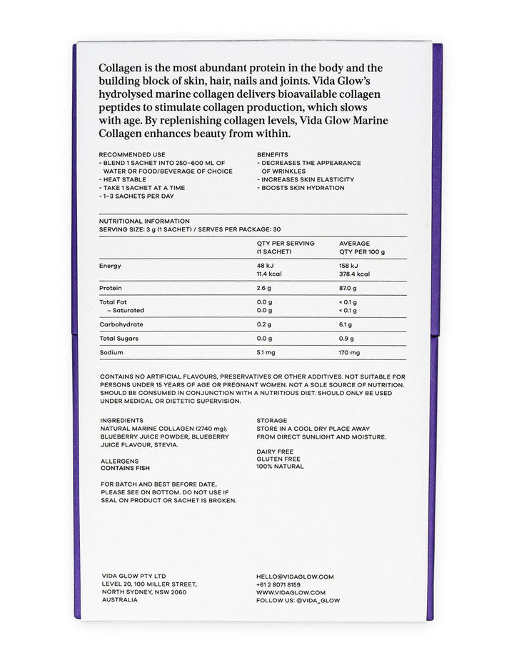 Vida Glow Natural Marine Collagen Blueberry