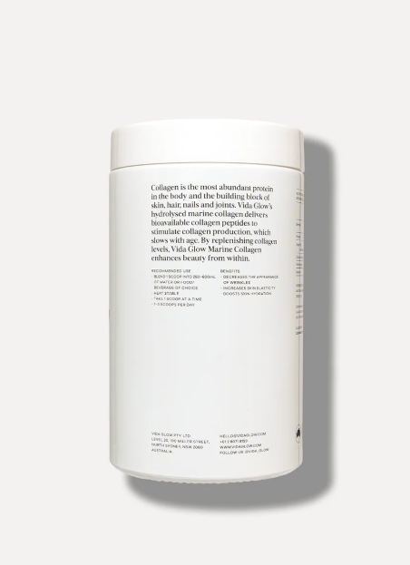 Vida Glow Natural Marine Collagen Powder 270g Glass Tub Original