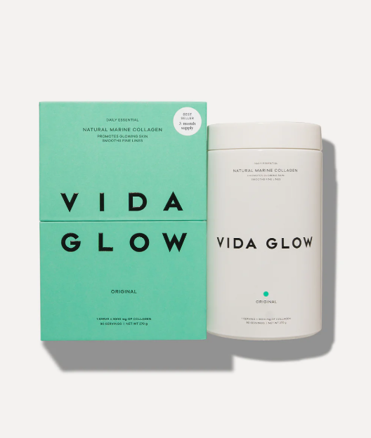 Vida Glow Natural Marine Collagen Powder 270g Glass Tub Original
